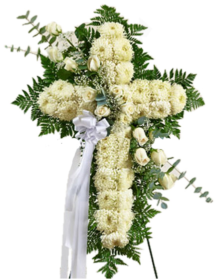 Cruz Fúnebre con Lirios y Crisantemos