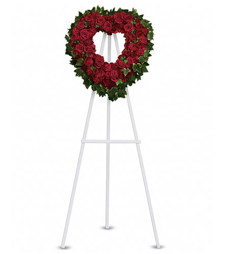 Corazón Fúnebre de Rosas Rojas y Blancas