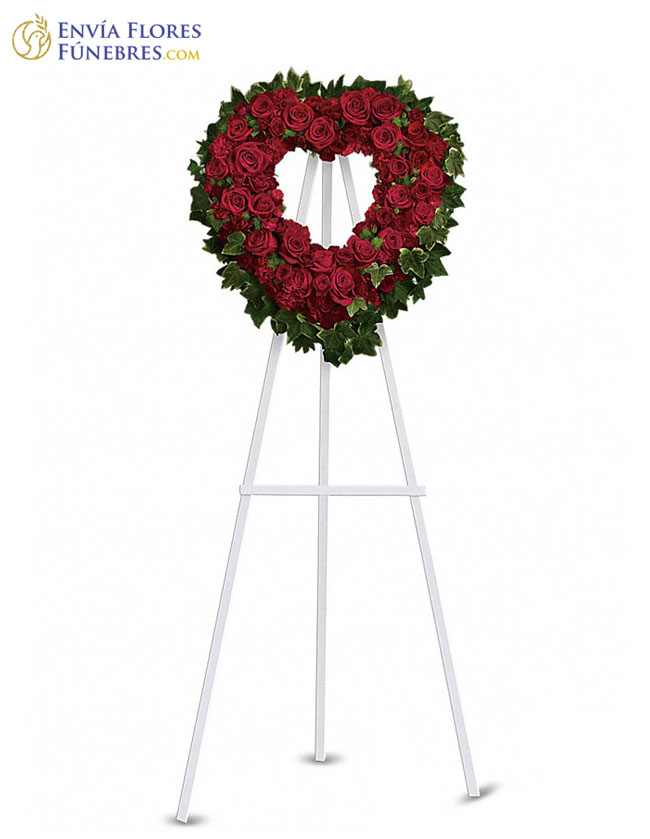 Corazón Fúnebre de Rosas Rojas y Blancas